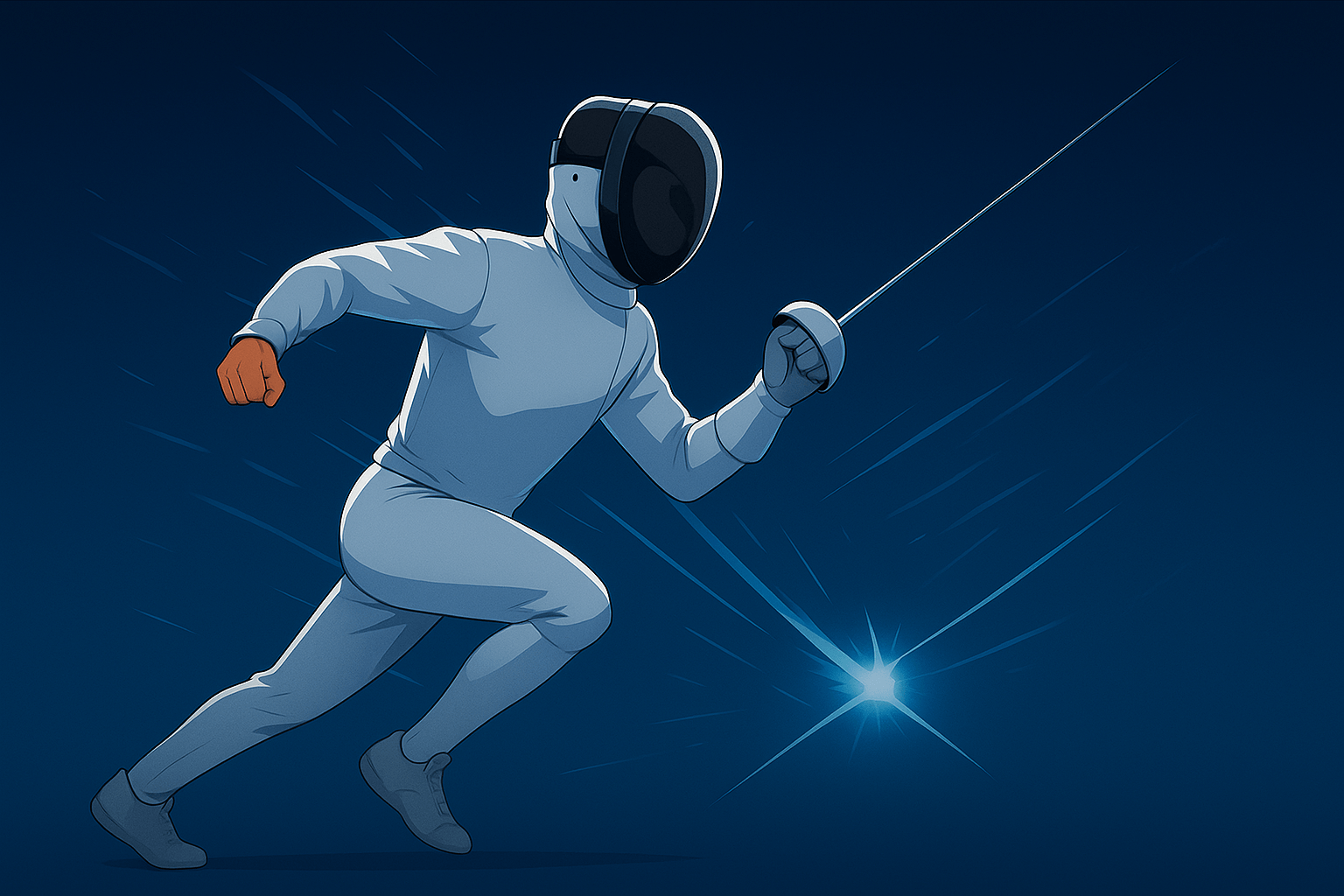 Fencer in action during a bout